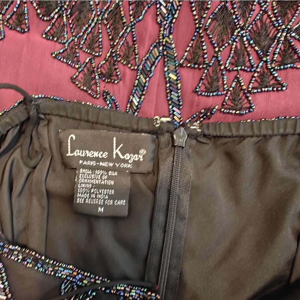 VTG LAURENCE KAZAR OMBRE BLACK RED BEADED SILK MAXI DRESS SIZE M - Picture 11 of 11